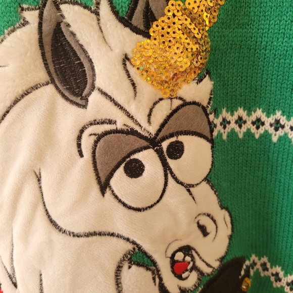 Jolly Sweaters Santa Unicorn Ugly Christmas Sweater Size Medium - Picture 4 of 5